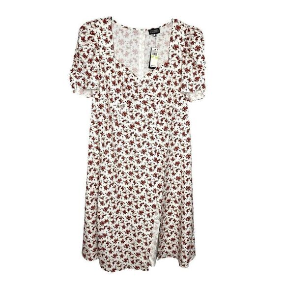 Danielle Bernstein‎ White Red Rose  Midi Slit Dress 20W NEW - Picture 2 of 9